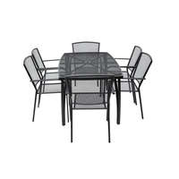 Rojaplast ROJAPLAST AVELLINO FÉM KERTI BÚTOR SZETT, 6 DB SZÉKKEL, FEKETE