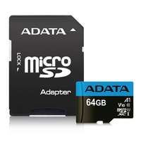A-Data A-Data 64GB microSDXC Premier Class 10 UHS-I V10 A1 + adapterrel AUSDX64GUICL10A1-RA1