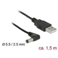 DeLock DeLock USB Power Cable to DC 5.5 x 2.5 mm male 90° 1,5m Black 85588