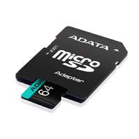 A-Data A-Data 64GB microSDXC Premier Pro Class 10 UHS-I U3 A2 V30 + adapterrel AUSDX64GUI3V30SA2-RA1