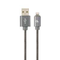 Gembird Gembird CC-USB2S-AMLM-1M-BG Lightning Premium spiral metal 8-pin charging and data cable 1m Metallic Grey
