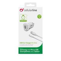 Cellularline Cellularline car charger with data cable and microUSB connector, 2A CBRUSBMUSB2AW