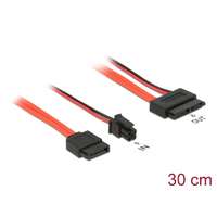 DeLock DeLock SATA 6 Gb/s 7 pin receptacle + Micro Fit 3.0 4 pin power plug > Slim SATA 13 pin receptacle 30cm Cable 84848