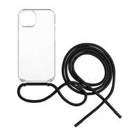 FIXED FIXED Pure Neck átlátszó tok Apple iPhone 15 készülékhez, fekete nyakpánttal, átlátszó FIXPUN-1200-BK