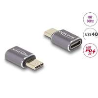 DeLock DeLock USB Adapter 40 Gbps USB Type-C PD 3.0 100 W male to female port saver 8K 60Hz metal Grey 60046