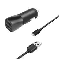 FIXED FIXED USB autós töltő, 2*USB-A kimenet, 15W + USB/mikro USB kábel, fekete FIXCC15-2UM-BK