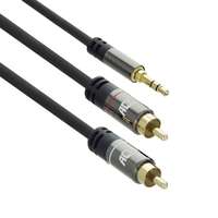 ACT ACT High Quality audio connection cable 1x 3.5mm stereo jack male to 2x RCA male 5m Black AC3607