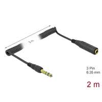 DeLock DeLock Coiled Cable Extension 3 pin 6.35 mm Stereo Jack male to Stereo Jack female 2m Black 85938