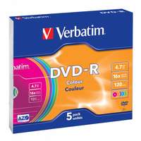 Verbatim Verbatim DVD-R 4,7Gb 16x Slim 5db/csomag (5-ös címke) 43557