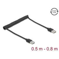 DeLock DeLock Coiled Cable EASY-USB 2.0 Type-A male to EASY-USB Type-A male 0.5 m to 0,8m Black 90124