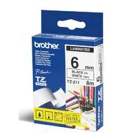 Brother Brother TZE-211 laminált P-touch szalag (6mm) Black on White - 8m TZE211