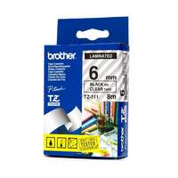 Brother Brother TZE-111 laminált P-touch szalag (6mm) Black on Clear - 8m TZE111