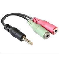 DeLock DeLock Headset Adapter 1 x 3.5mm 4 pin Stereo jack male > 2 x 3.5mm 3 pin Stereo jack female 65344