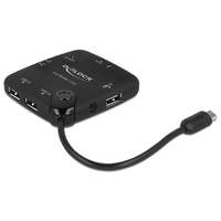 DeLock DeLock Micro USB OTG Card Reader + 3 port USB Hub Black 65529