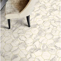 tarkett Tekercses vinyl (PVC), "MARBLE BIANCO" gold, modern, hexagon csempe mintás, 400cm