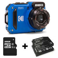 Kodak Kodak Pixpro WPZ2 vízálló, porálló, ütésálló digitális fényképezőgép csomag (2db akku, 16GB microSD) (kék)