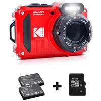 Kodak Kodak Pixpro WPZ2 vízálló, porálló, ütésálló digitális fényképezőgép csomag (2db akku, 16GB microSD) (piros)