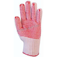EP 4355 Kötött Pes/Pamut Fehér Kesztyű, Két Oldalon Piros Pettyek