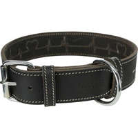 Trixie Trixie Greased Leather Collar - bőr nyakörv (fekete,szívritmus mintával) kutyák részére (M) 34-40cm/30mm