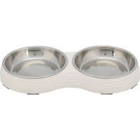 Trixie Trixie Bowl Set Stainless Steel - Melamin/rozsdamentes tál (fehér) kutyák és macskák részére (2x0,2l /Ø13cm)