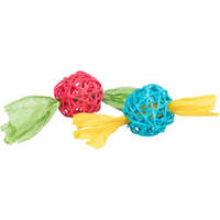 Trixie KT24:Trixie Set of rattan balls - játék (papír szalagokkal) rágcsálók részére (2db/Ø4x13cm)