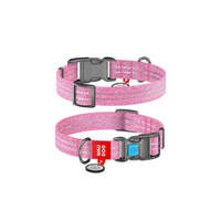 WAU DOG WAUDOG nyakörv, QR kódos, műanyag csattal,újrahasznosított pamutból ( 20mm, 24-40cm) pink