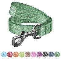 WAU DOG WAUDOG Re-cotton, Reflective Dog Leash (M) - póráz, újrahasznosított pamutból (zöld, fényvisszaverő csíkkal) kutyák részére (20mm/150cm)