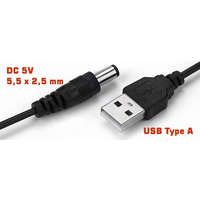  USB 2.0 Type A - DC 5,5 x 2,5 mm kábel, 1m