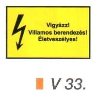  Vigyázz! Villamos berendezés! Életveszélyes! v 33