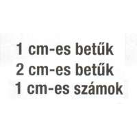  1 és 2 cm-es betük ívben, 1cm-es számok ívben