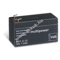 MULTIPOWER Powery ólom akku Multipower MP1,2-12 VDS min. helyettesíti Panasonic LC-R121R3PG 12V 1,2Ah