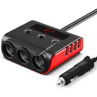 3 rekeszes autós szivargyújtó elosztó 4db USB porttal 12V/24V, 5V/2.4A - Kiárusítás!
