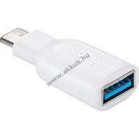 Powery USB OTG Super speed adapter USB-C - USB 3.0 A fehér - Kiárusítás!