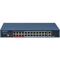  Hikvision DS-3E0326P-E/M (C) 26 portos PoE switch (230 W), 24 PoE + 1 RJ45 uplink port + 1 kombinált uplink, nem menedzselhető