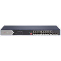  Hikvision DS-3E0520HP-E 20 portos Gbit PoE switch (225 W), 12 PoE+ / 4 HiPoE / 2 RJ45 + 2 SFP uplink port
