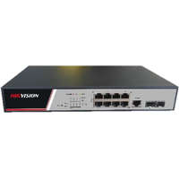 Hikvision DS-3E2510P(B) 10 portos gigabit PoE switch (125 W), 8 PoE + 2 SFP uplink port, teljesen menedzselhető