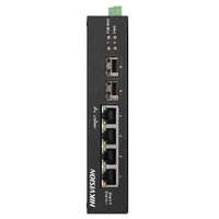  Hikvision DS-3T0506HP-E/HS 6 portos ipari Gbit PoE switch (60 W), 3 PoE+ / 1 HiPoe / 2 SFP uplink port, nem menedzselhető