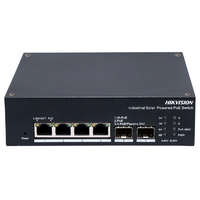 Hikvision DS-3T1506HP-EI-UPS 6 portos ipari Gbit PoE switch (120 W), 4 PoE+ / 2 SFP uplink port, 1 RS485 port, menedzselhető