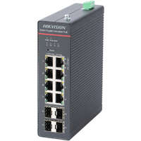 Hikvision DS-3T1512HP-SI-8P4FKIT(75W) 12 portos ipari Gbit PoE switch (300 W), 8 PoE+ / 4 SFP uplink, menedzselhető