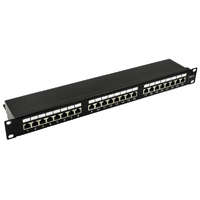Nestron NRPP-RJ45-124SF-H 19" patch panel, 24 port, Cat6, árnyékolt, tehermentesítővel, dual IDC (Krone/110)