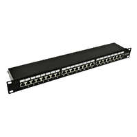 Nestron NRPP-RJ45-224SF-H 19" patch panel, 24 port, Cat6A, árnyékolt, tehermentesítővel, dual IDC (Krone/110)