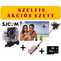 Sec-CAM 1db SJCAM SJ4000 akciókamera, 1db Micro SD kártya (16GB), 1db SJ/GP-115 szelfibot