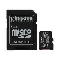 Kingston SDCS2/512GB 512GB microSD kártya, microSDXC, UHS-I Speed Class, U3, V30, adapterrel