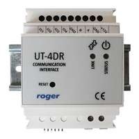 Roger Roger UT4DR 35 mm-es DIN sínre szerelhető TCP/IP kommunikációs illesztő, RS485-10/100 BaseT Ethernet átalakító, statikus vagy dinamikus IP cím