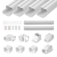 VEVOR Mini split vezetékkészlet burkolat 76,2 mm W 5350 mm L, dekoratív PVC csővezeték burkolat légkondicionálóhoz 4 egyenes csatornával és komplett alkatrészekkel, festhető hőszivattyúkhoz, fehér színű