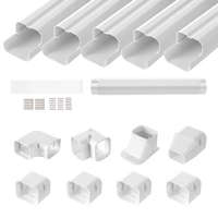 VEVOR Mini split vezetékkészlet burkolat 76,2 mm széles 3110 mm hosszú, dekoratív PVC csővezeték burkolat légkondicionálóhoz, 5 egyenes csatornával és komplett alkatrészekkel, festhető hőszivattyúkhoz, fehér színben.