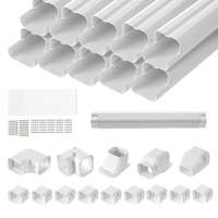 VEVOR Mini split vezetékkészlet burkolat 76,2 mm W 5400 mm L, dekoratív PVC csővezeték burkolat légkondicionáláshoz 10 egyenes csővel és komplett alkatrészekkel, festhető hőszivattyúkhoz, fehér színben.
