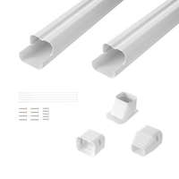 VEVOR Mini split vezetékkészlet burkolat 76,2 mm széles 2270 mm hosszú, dekoratív PVC csővezeték burkolat légkondicionáló rendszerhez 2 egyenes csatornával és komplett alkatrészekkel, festhető hőszivattyúkhoz, fehér színű.
