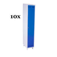AVWH Fém öltözőszekrény lakatpánttal Swed-1 acél szekrény 1 ajtós 1 db tároló polccal 1920 x 350 x 550 mm szürke-kék színben Minimum 10 db rendelése esetén