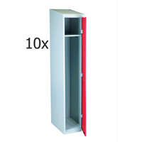 AVWH Öltözőszekrény Swed-1 acél szekrény 1 ajtós 1 db tároló polccal 1920 x 350 x 550 mm szürke-piros színben Minimum 10 db rendelése esetén